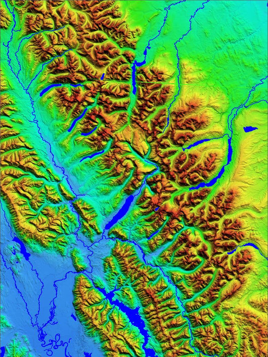 Glacier National Park and Waterton Lakes Topography Wall Art